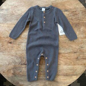 5/$20 NEW 6-9M Boys Gray Knit LS Jumpsuit-Coverall